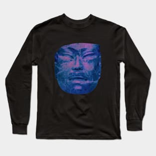 Blue and Purple patterned face Long Sleeve T-Shirt